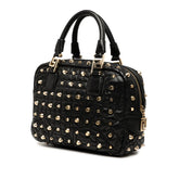 ヴェルサーチェ スタッズ ハンドバッグ ブラック レザー レディース VERSACE 【中古】